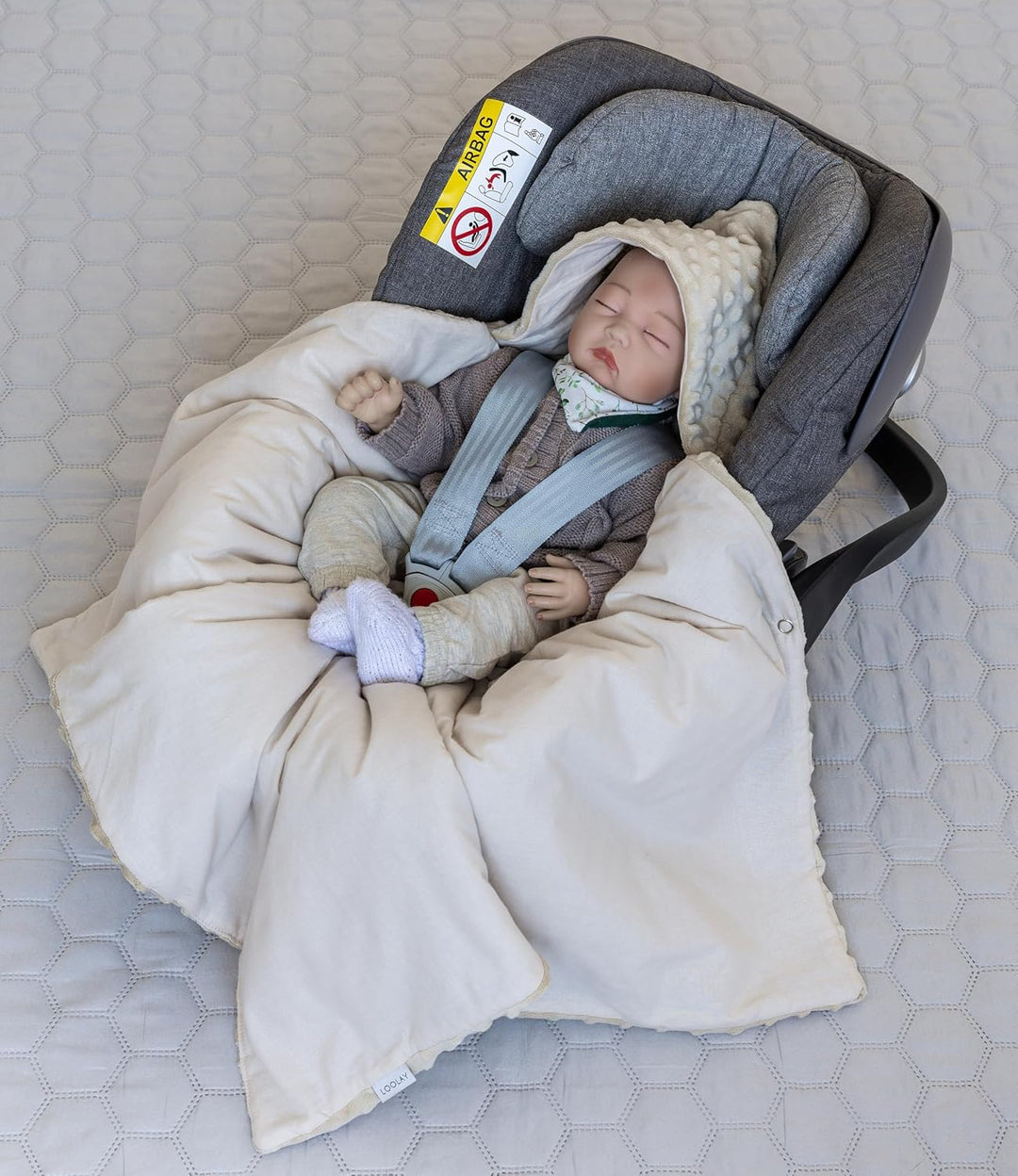 LOOLAY Einschlagdecke Babyschale - Babydecke Autositz 90x90 cm - Fusssack für Autositz Ganzjahresdec