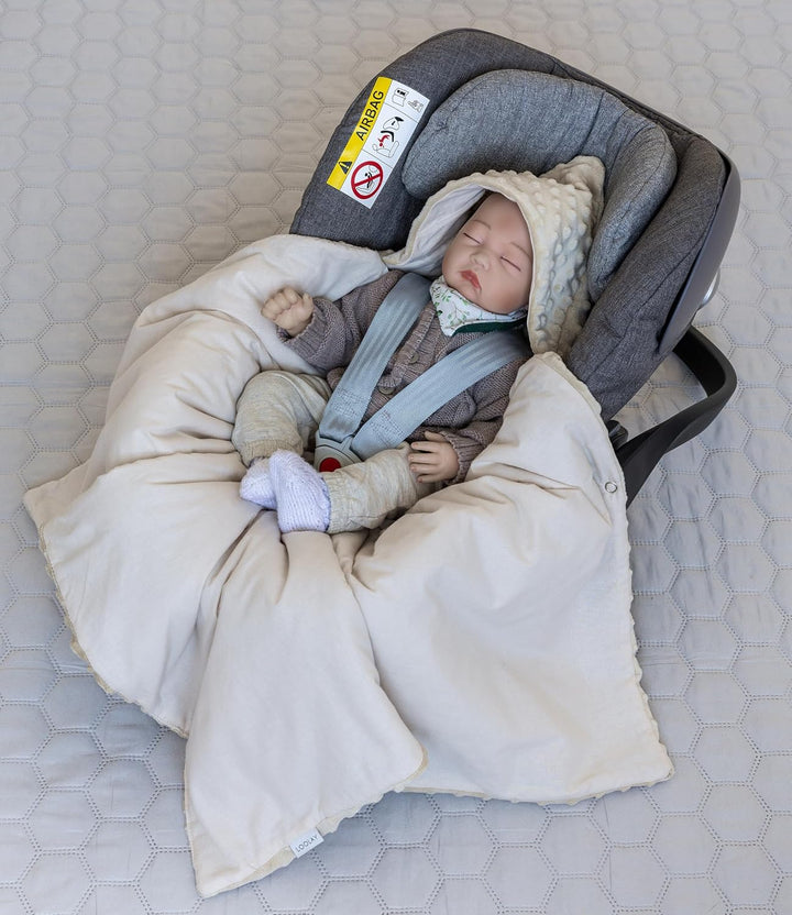 LOOLAY Einschlagdecke Babyschale - Babydecke Autositz 90x90 cm - Fusssack für Autositz Ganzjahresdec