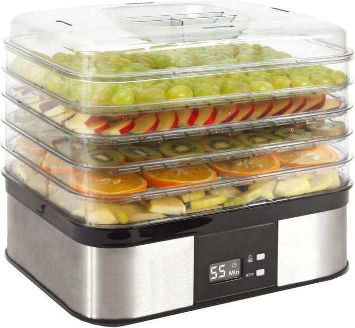Syntrox Germany Edelstahl Dörrgerät Dörrautomat Edelstahl 350 Watt Trockner Dehydrator Dörrapparat,D