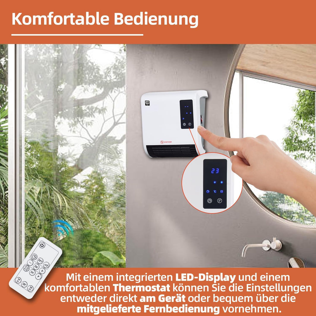 SHX Bad-Heizlüfter 2000W SHX71BHL2000W – Badezimmer-Heizlüfter, 2000 Watt, Schutzklasse: IPX2, Displ