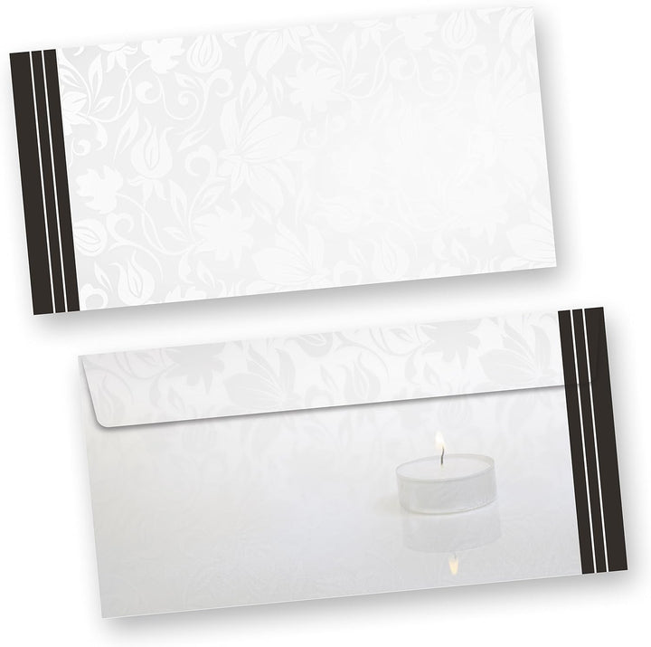 100 Sets Briefpapier Trauer Mit Umschläge ohne Fenster, DIN A4 90g Beidseitig, Oder andere Menge wäh