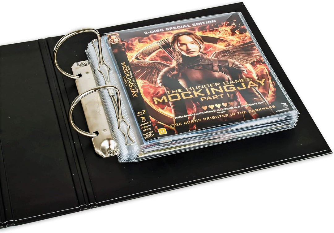3L Blu-Ray Aufbewahrung - Kombipack mit 50 BluRay Hüllen & 2 Ringordner - Praktisch für Blu Ray Ordn