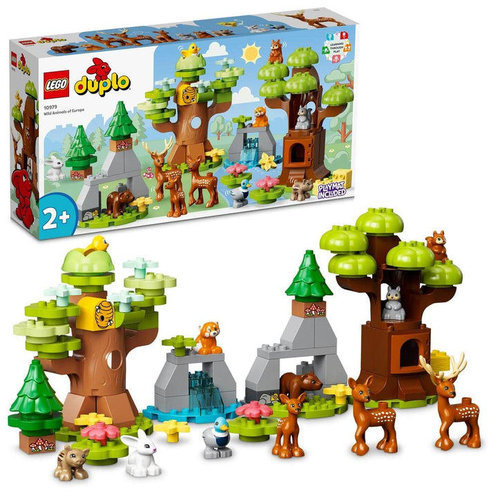 LEGO 10979 DUPLO Wilde Tiere Europas, Entwicklungsspielzeug für 2-Jährige, Hirsch, Bär, Fuchs und Ei