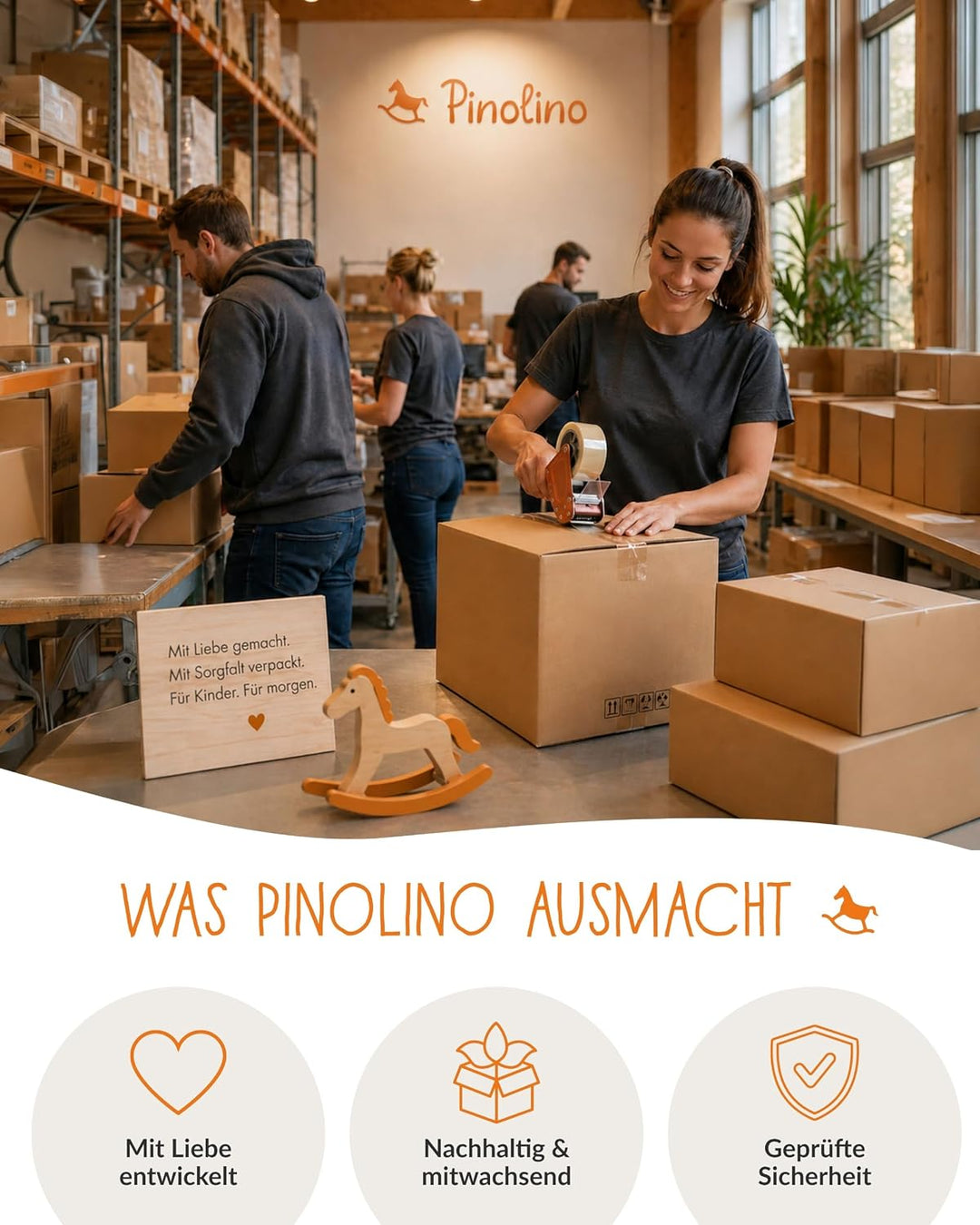 PINOLINO Kinderfestzeltgarnitur Sepp, aus Holz und Metall, 3-teilig, einfach zusammenklappbar, empfo