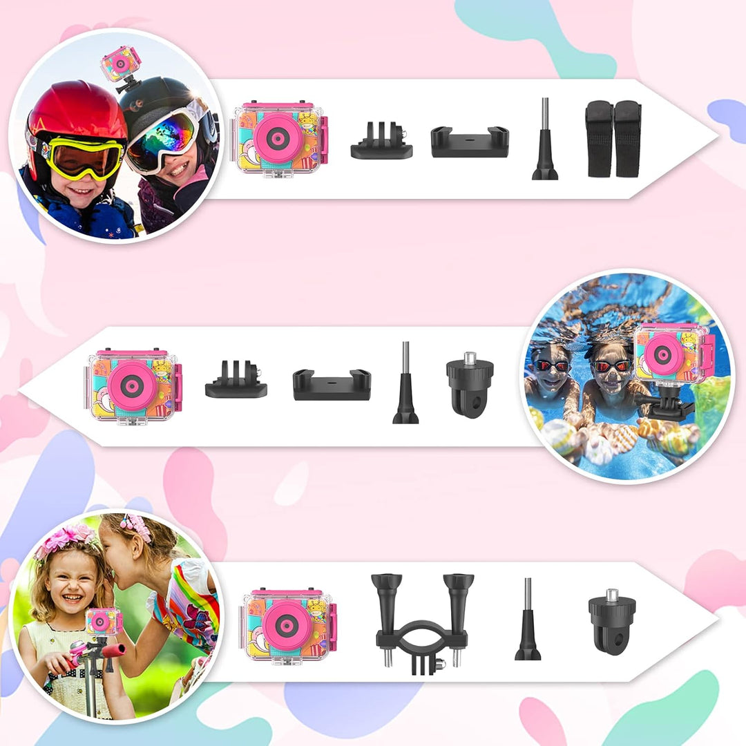 Ushining Kinderkamera Wasserdichte Kamera für Kinder, 1080P Digitalkamera Videokamera Selfie Kamera
