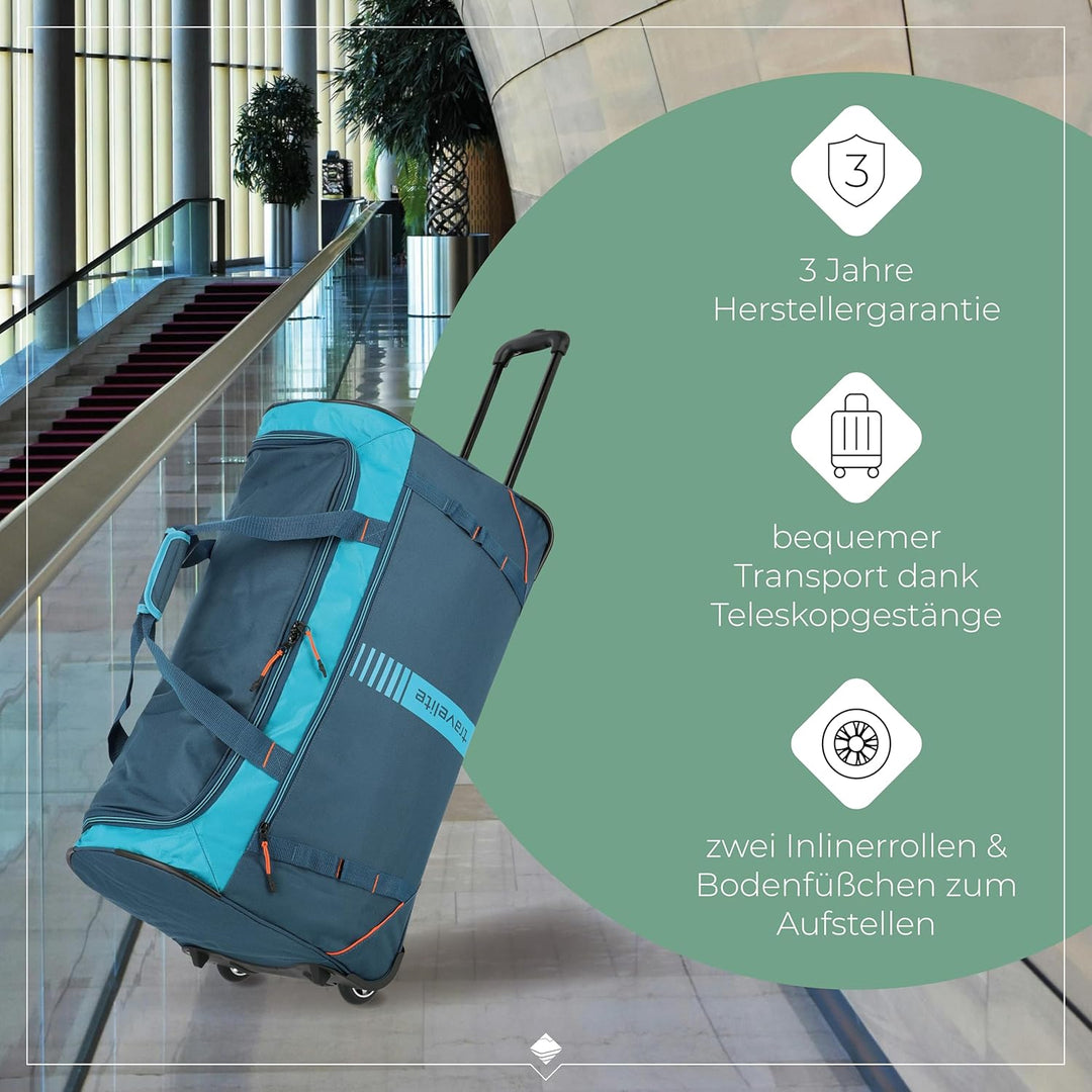 travelite 2-Rad Trolley Grösse L, Gepäck Serie BASICS ACTIVE: Weichgepäck Reisetasche mit Rollen im