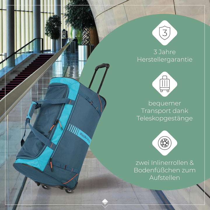 travelite 2-Rad Trolley Grösse L, Gepäck Serie BASICS ACTIVE: Weichgepäck Reisetasche mit Rollen im