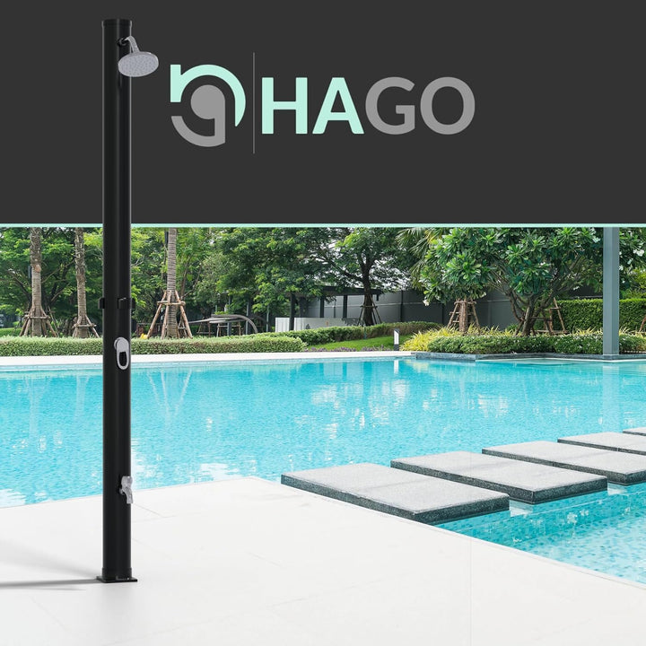 HAGO Solardusche | 20L | rund | Schwarz | Pooldusche | Campingdusche | Gartendusche | Outdoor Fussdu