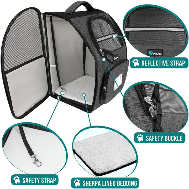 PetAmi Hunderucksack für kleine grosse Katze, Haustier, Welpen, belüfteter Haustier-Wanderrucksack,