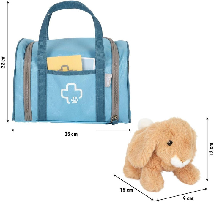 small Foot Tierarzt-Tasche mit Hase, Spielset mit umfangreichem Zubehör aus Holz, 24-TLG, mit Traget
