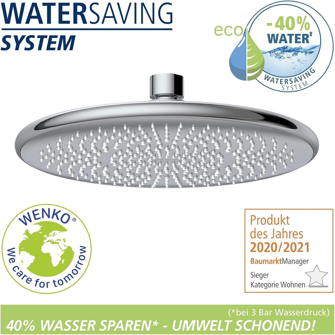 WENKO Wasserspar Regenduschkopf Watersaving, Universal-Kopfbrause mit nachhaltigem Wasserspar-System