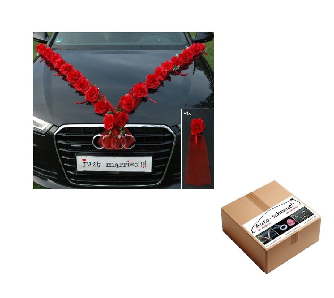 Rosen Girlande Braut Paar Rose Deko Dekoration Autoschmuck Hochzeit Car Auto Wedding ®Auto-schmuck D