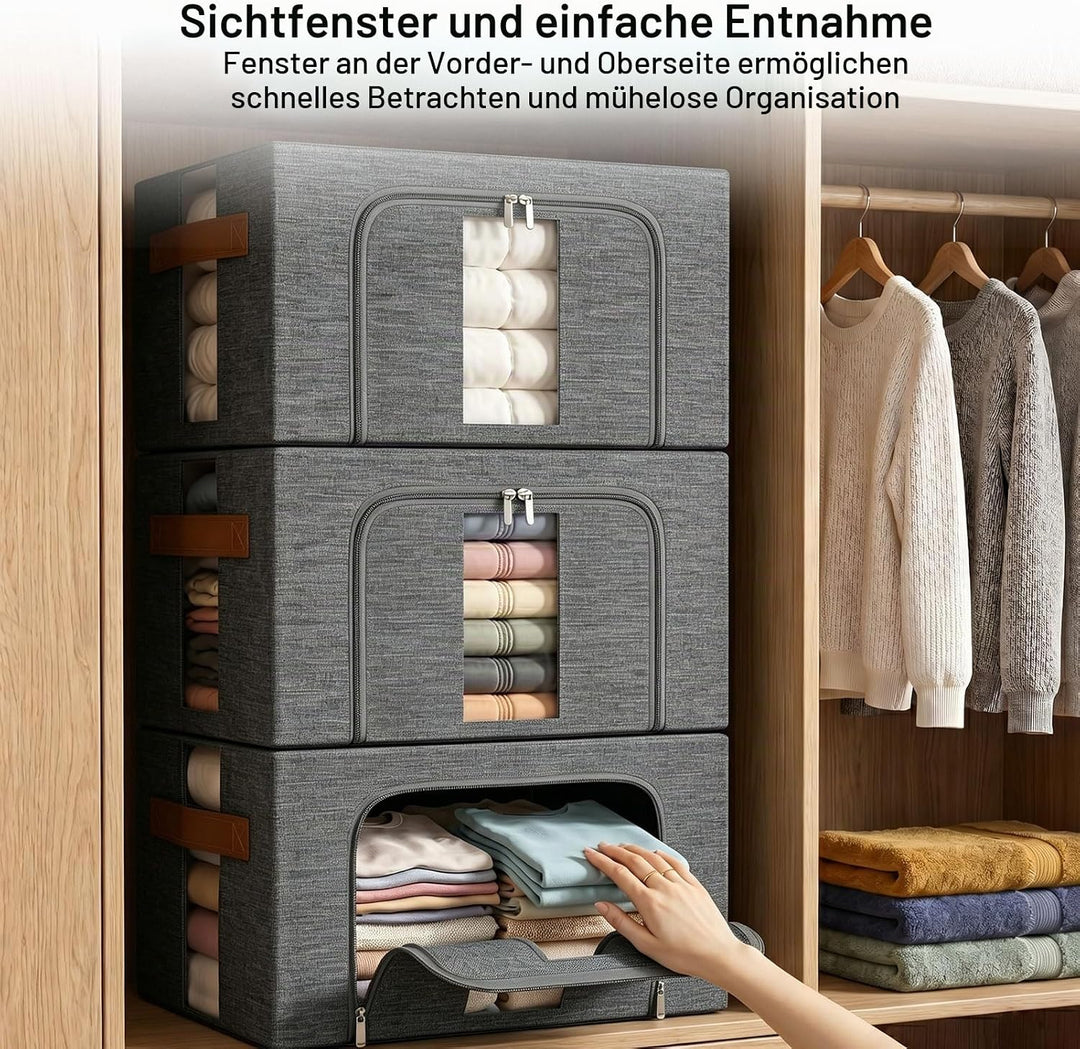 Kleidung Aufbewahrungstasche Faltbar Metallrahmen: Stapelbare Aufbewahrungsbox mit Deckel für die Kl
