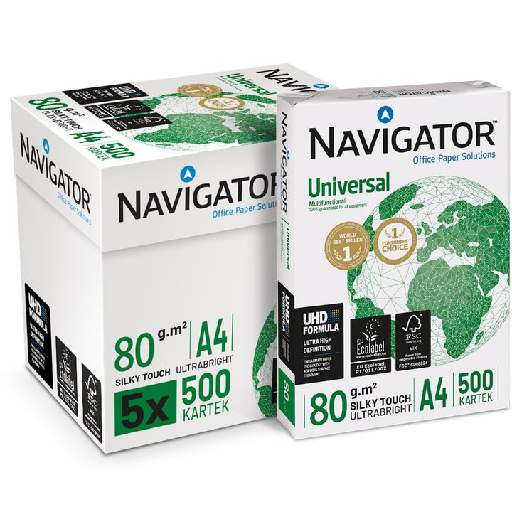 Navigator Universal Kopierpapier 80g/m² A4, weiss, Karton zu 2.500 Blatt (5x500 Blatt) Single, Singl