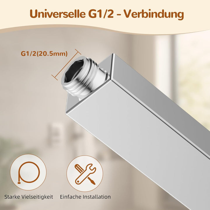 Hibbent 4-fach Edelstahl-Handbrause, Hoher Druck, Robust, 4 Sprühmodi (Wassersparend/Kraft-Nebel/Reg