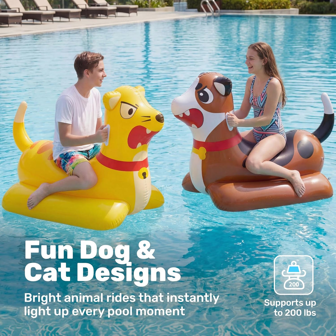 SLOOSH Aufblasbares Luftbett-Poolset für Wasserschlachten–Katze vs.Hund Schwimmplattform,2-in-1 aufb