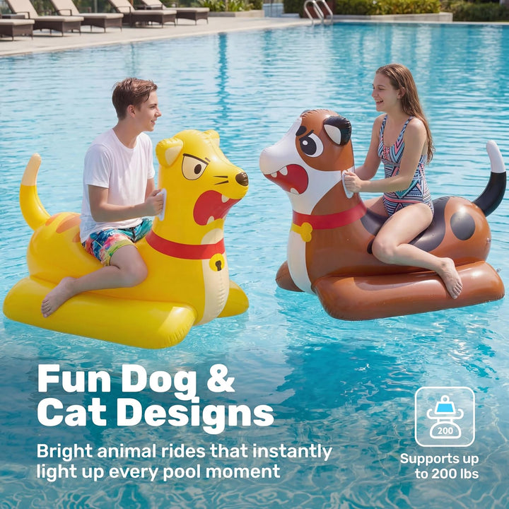 SLOOSH Aufblasbares Luftbett-Poolset für Wasserschlachten–Katze vs.Hund Schwimmplattform,2-in-1 aufb
