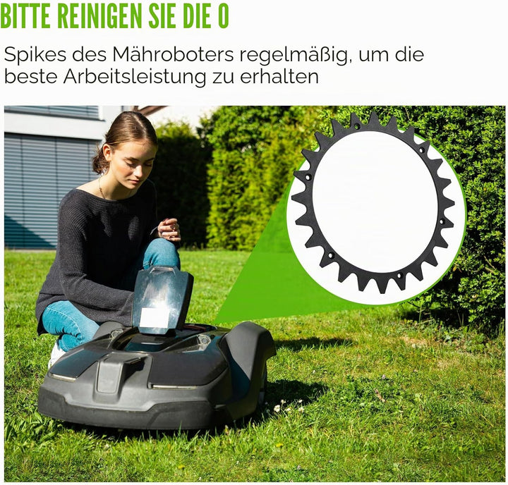 Kunststoff Spikes für Mähroboter Schwarz Ø225mm Kompatibel mit Worx Landroid L Modell - WR153E WR155