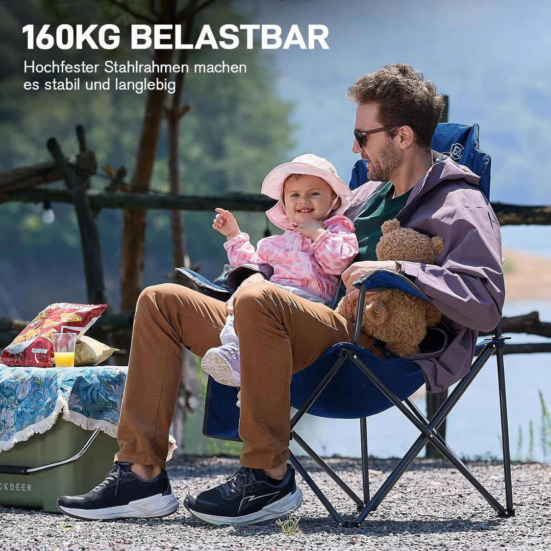 EVER ADVANCED Luxus Campingstuhl Faltbar 150 KG Belastbar Ultragross mit Hochlehner Bequem Gepolster