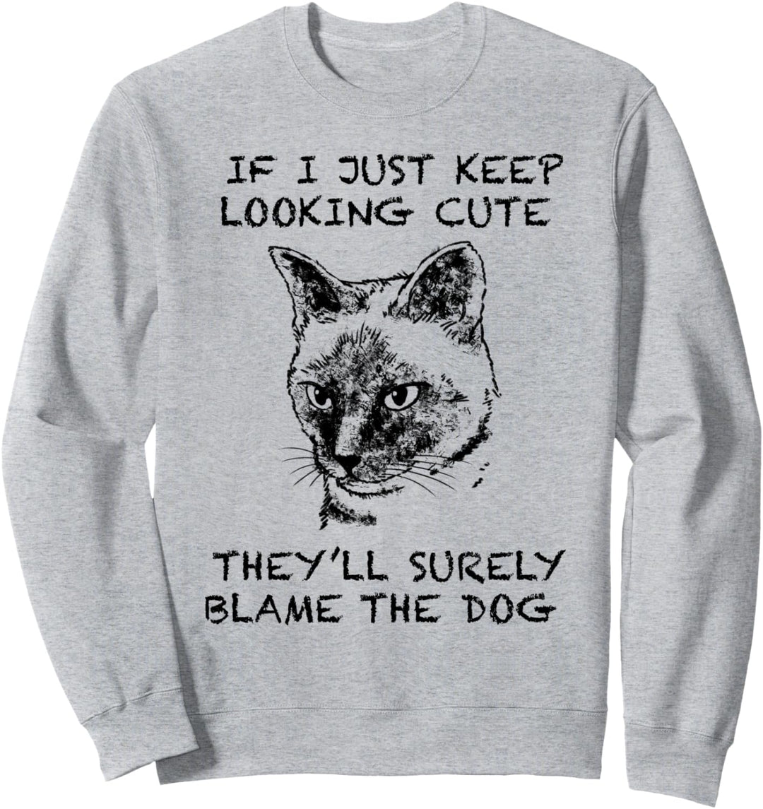 Siamesische Katze Zitat Hand gezeichnete Kunst Sweatshirt