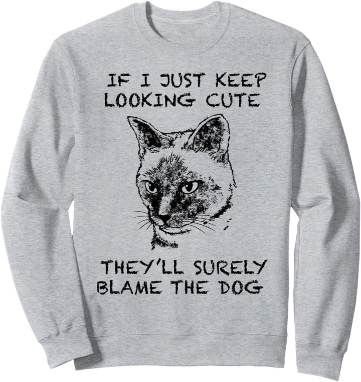 Siamesische Katze Zitat Hand gezeichnete Kunst Sweatshirt