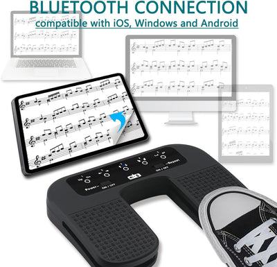 Tavsou Bluetooth Page Turner Pedal für Tablets Smartphones wiederaufladbar lautlos (Plus), Plus