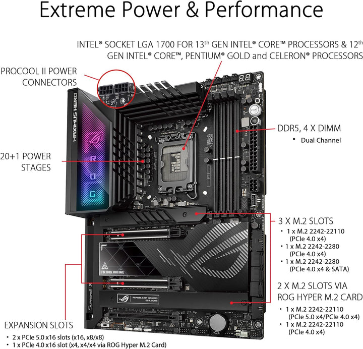 ASUS ROG Maximus Z790 Hero Gaming Mainboard Sockel Intel LGA1700 (ATX, DDR5 Speicher, 5x M.2, PCIe 5