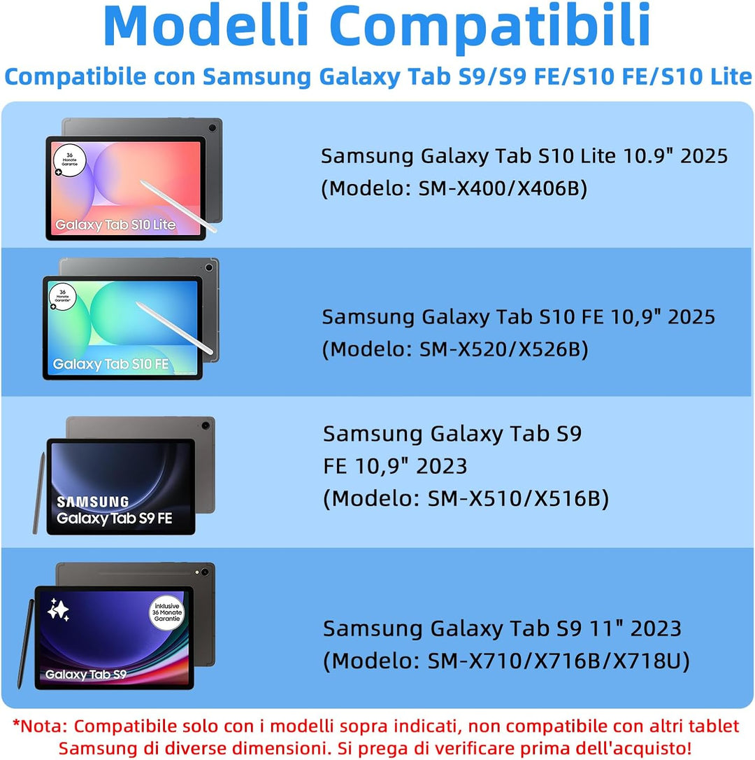 Bettdow für Samsung Galaxy Tab S9 FE+/S9+ 2023 Tastatur Hülle, Blau (Italienisch), Blau