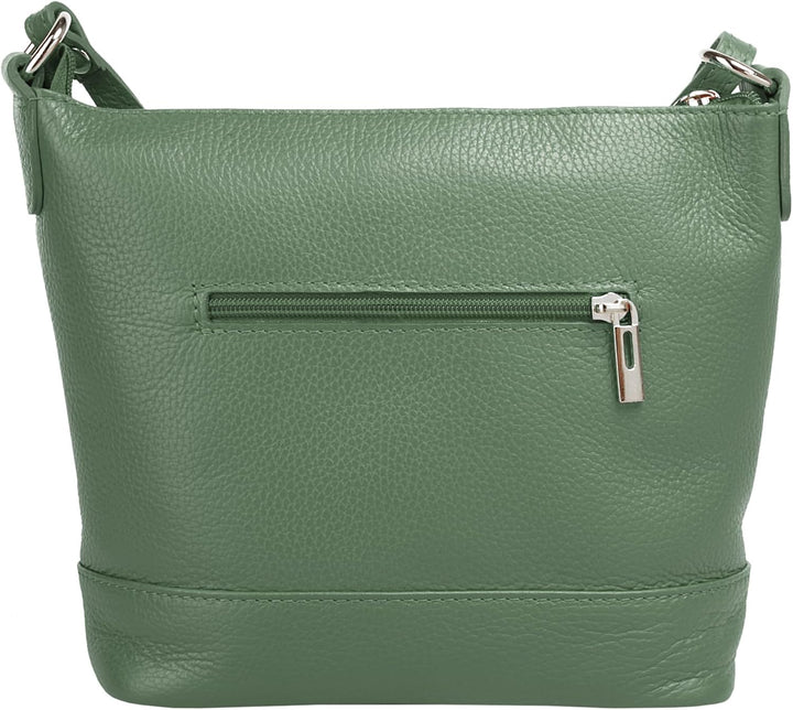 Umhängetasche Echt Leder Damen Made in Italy, verstellbarer Schultergurt, Handtasche mit Reissversch