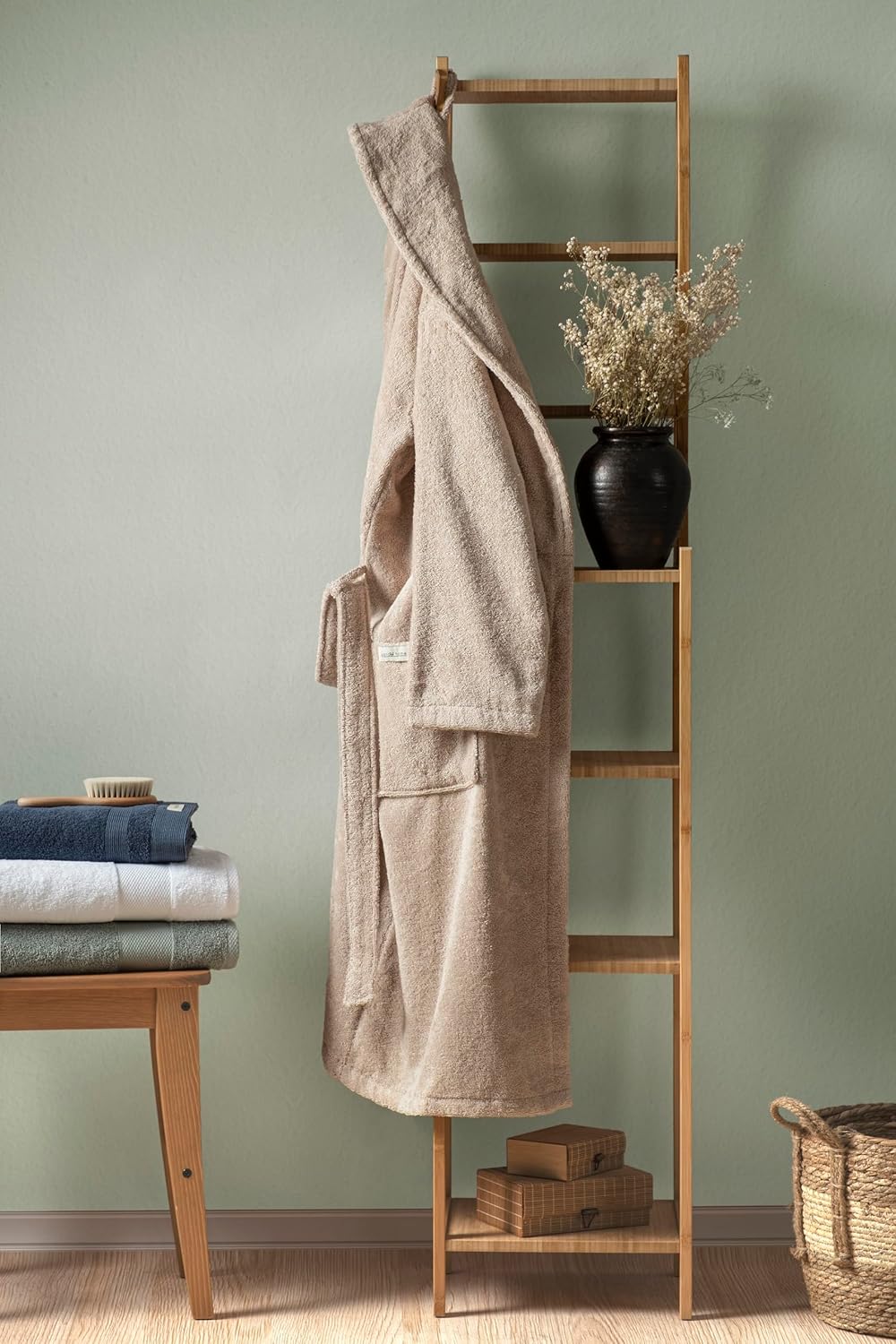 PandaHome Bademantel Damen und Herren aus 100% Baumwolle, Morgenmantel Frottee Kuschel, Saunamantel