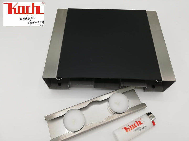 Koch #02 Edelstahl Rechaud mit flexiblem Teelichtauszug für 2 Teelichter - 1,9 KG - Hochwertiges Stö