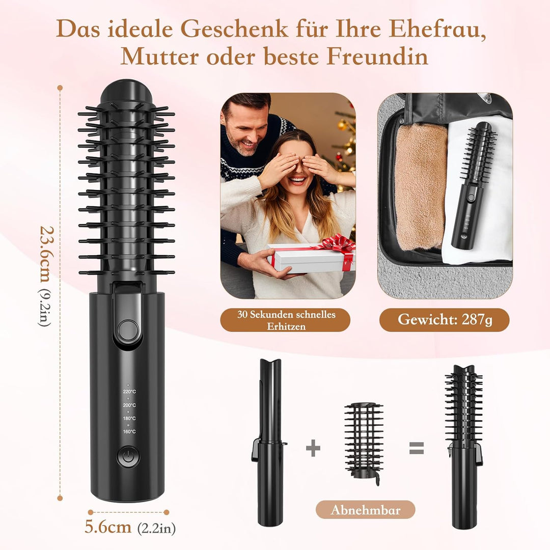 Kpuplol Kabellose Lockenstabbürste, Tragbare Reise Lockenstab, 6800 mAh USB-aufladbare Mini Lockenbü