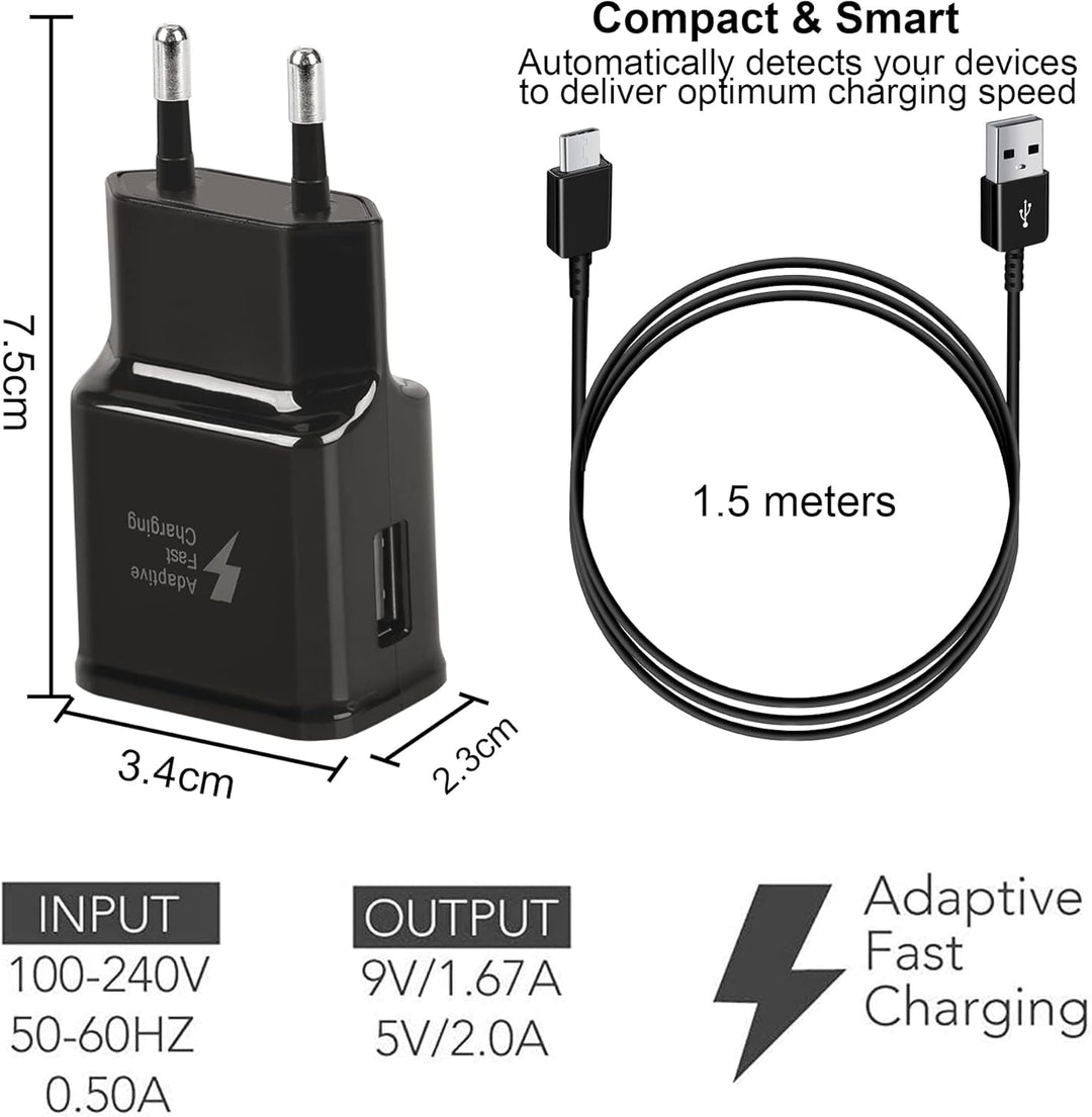2er Pack Ladegerät mit Schnellladefunktion (USB Typ-C) Schnellladegerät mit Original Ladekabel 1,5m