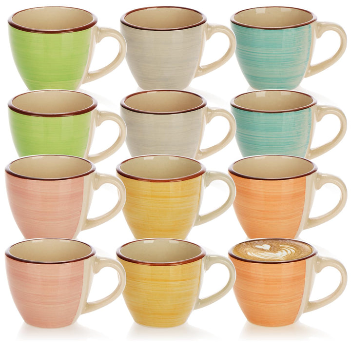 com-four® 12x Espressotassen aus Keramik bis 125 ml - bunte Mokkatassen - handgefertigte kleine Kaff