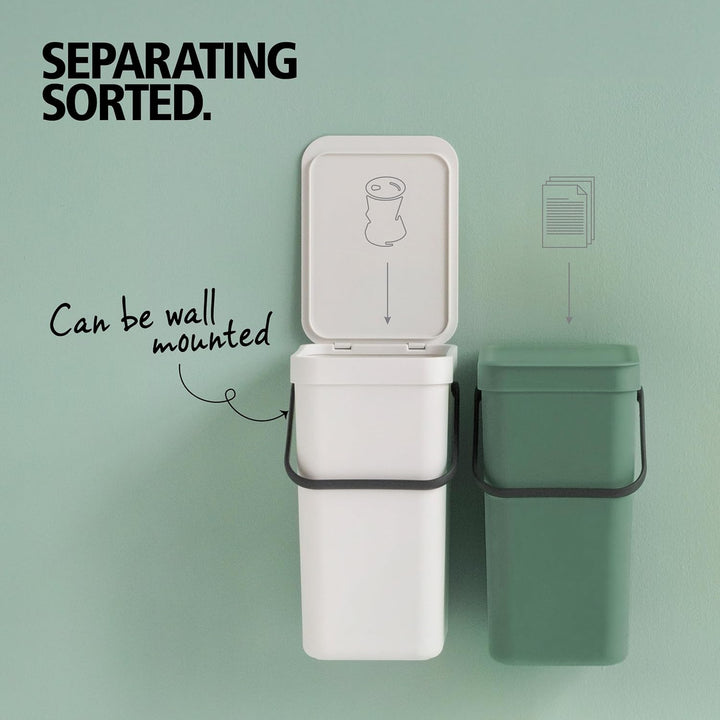 Brabantia Sort & Go Abfalleimer mit Deckel 3 L (hellgrün), platzsparender Biomüll Behälter mit Griff