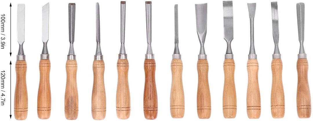 Holz Schnitzwerk Zeuge Set aus 12, CRV 60 Stahl Klingen Hochhärte Holz Bearbeitungs-Meissel-Set mit
