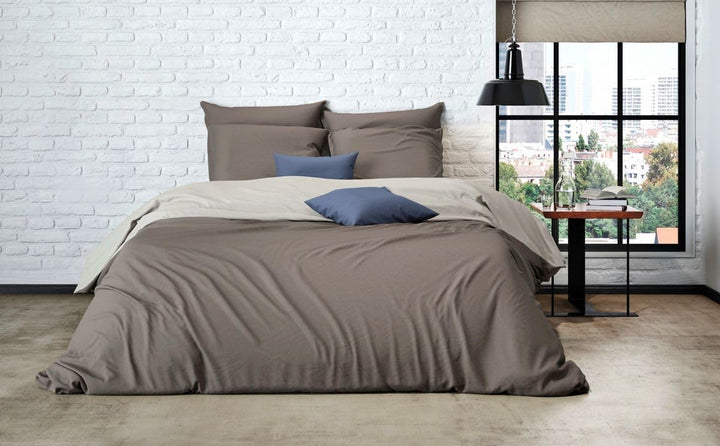 MISTRAL HOME Uni Einfarbig Wende Bettwäsche Edel Perkal 100% Ägyptische Baumwolle, Farbe:Chateau Gre