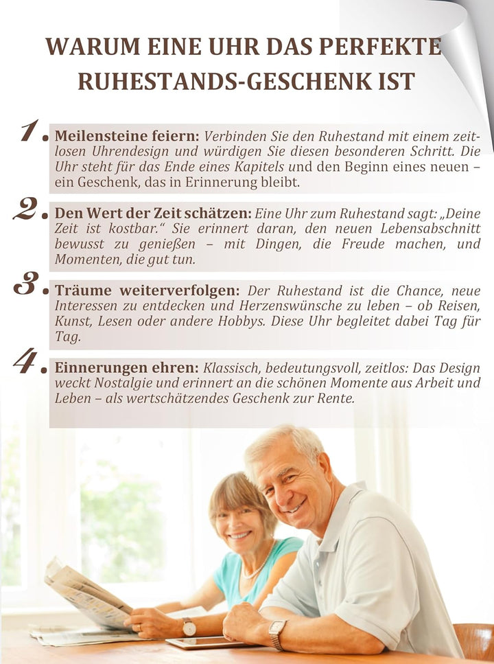 DEEWISH Ruhestand-Schreibtischuhr – Geschenk zur Rente für Frauen & Männer, Geschenk für Chef:in, Le