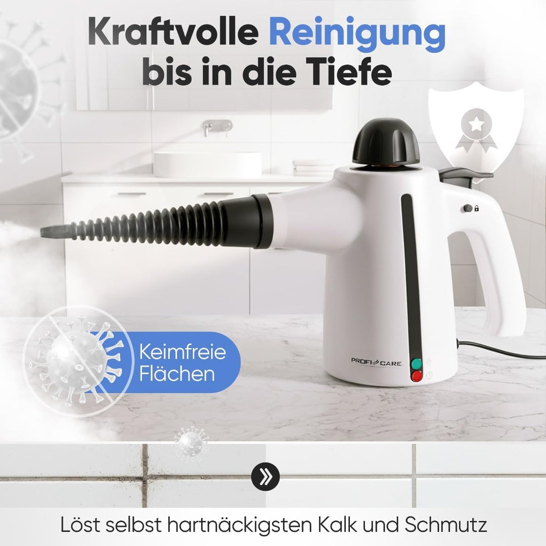 ProfiCare® Dampfreiniger Handgerät | 3,7 bar | säubert entfettet desinfiziert | 105°C | Auto, Küche,