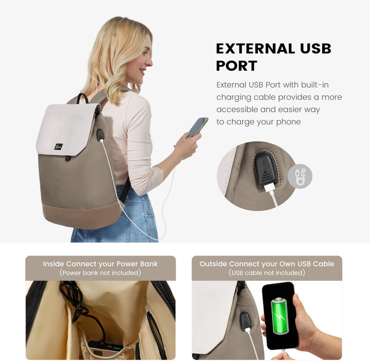 LOVEVOOK Rucksack Damen, Gross Wasserdichter Laptop Daypack Reiserucksack Arbeitstasche Elegant mit
