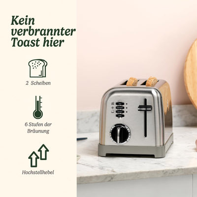 Cuisinart 2-Schlitz CPT160E Style Collection 2-Schlitz-Toaster, Edelstahl, gebürstetes Edelstahl Sta