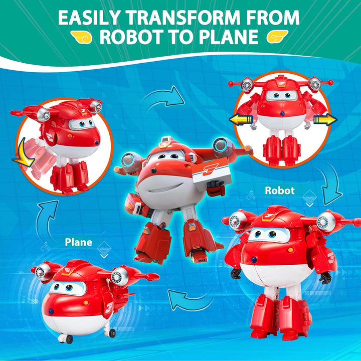 Super Wings 5" Transforming Characters 2-Pack Transforming Supercharged Jett + Tino, Transformer Spi