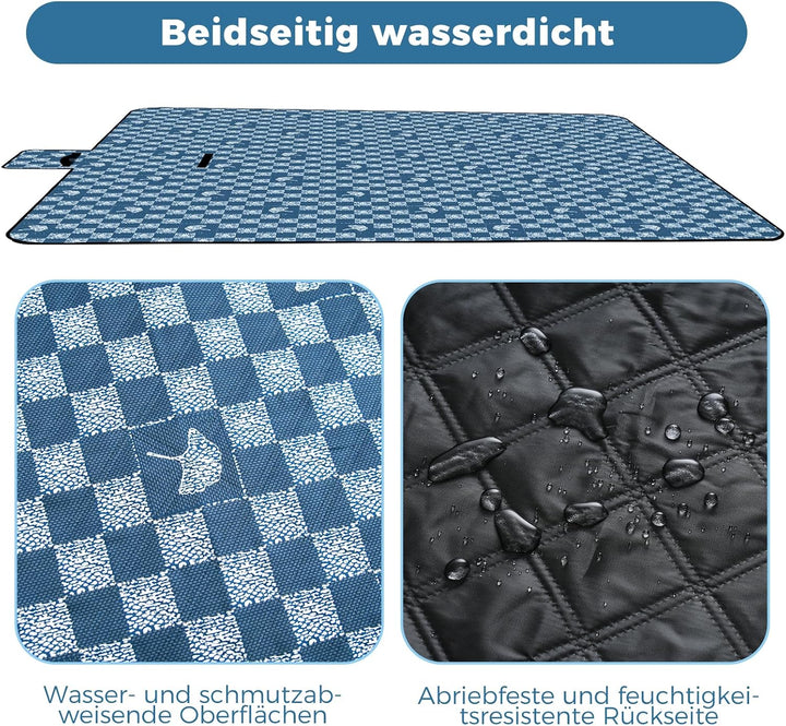 Oak &amp; Tea Picknickdecke 150 x 200 cm, wasserdicht &amp; isolierend, Grosse Faltbare Strandmatte, Camping