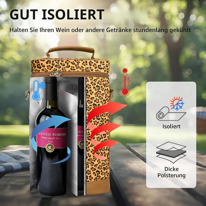 Kato Flaschentasche für 1 Flasche Kühltasche für Wein Bier Getränke Outdoor Tragetasche mit Trennwan