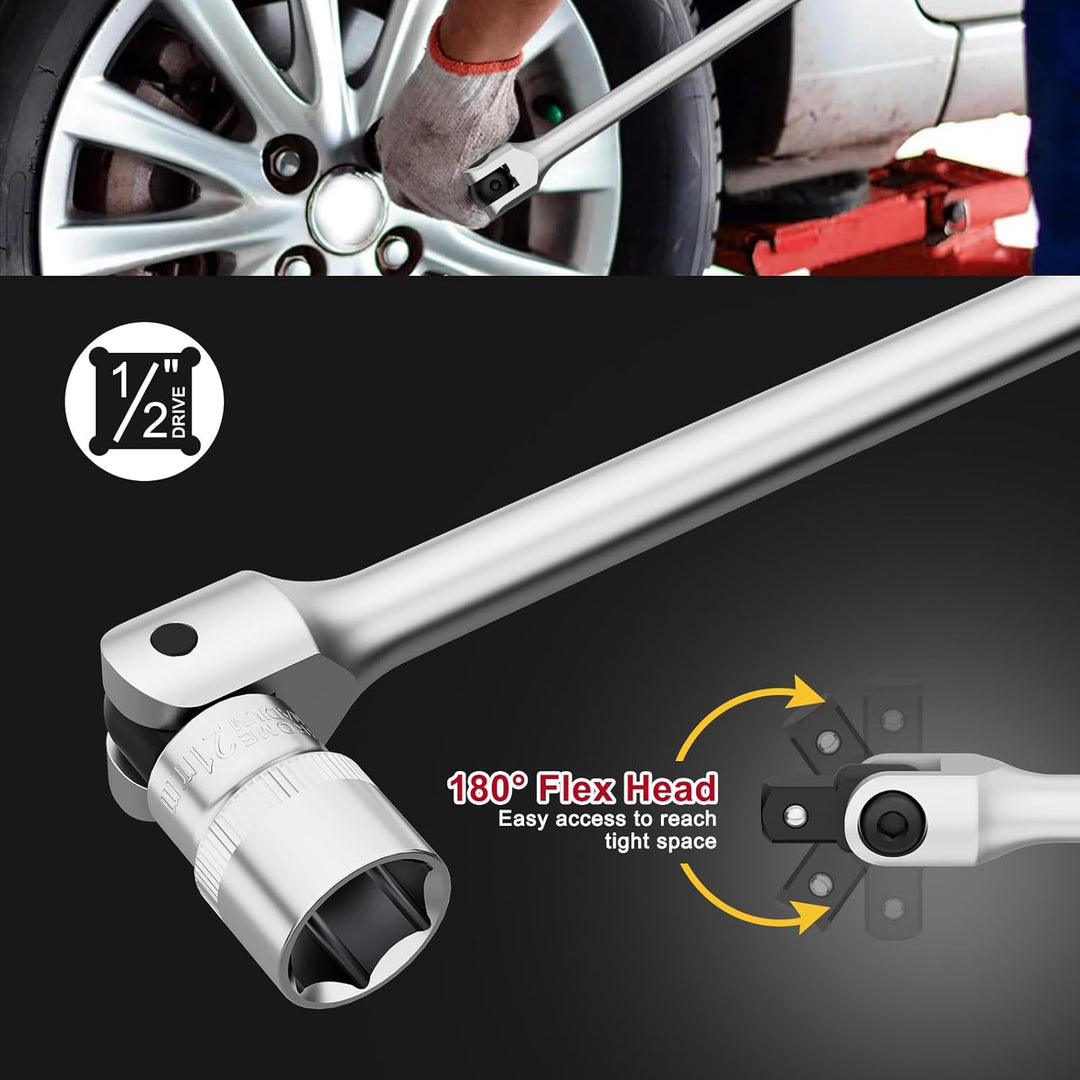 VANPO 1/2 Zoll Drehmomentschlüssel 20-220Nm, 72 Zähne Auto Drehmomentschlüssel Set mit 1/2 Gelenkgri