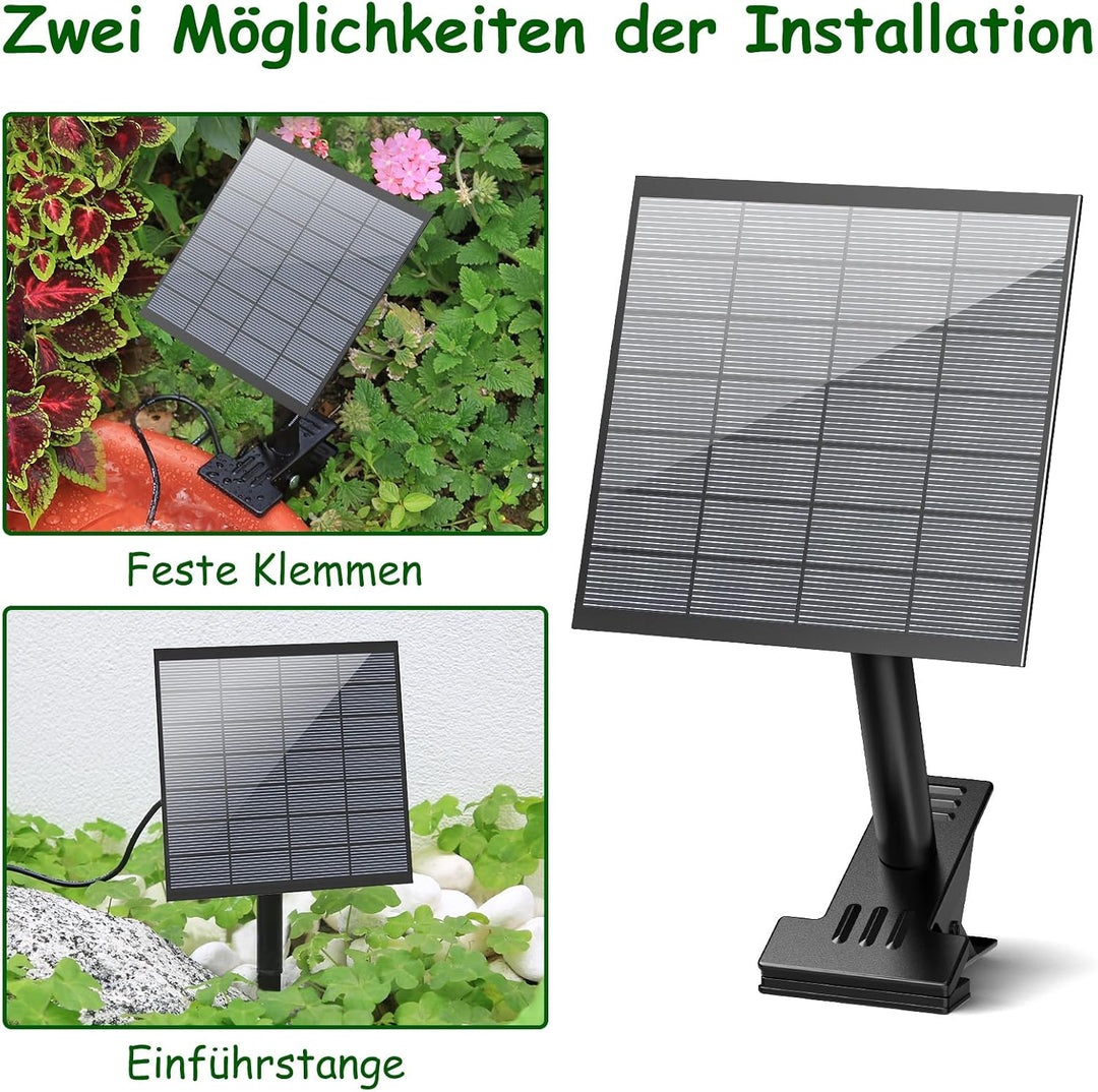 AISITIN Solarbrunnen für Draussen mit 6 Sprüh Effekten, Solar Springbrunnen für Aussen mit Clips,Sol