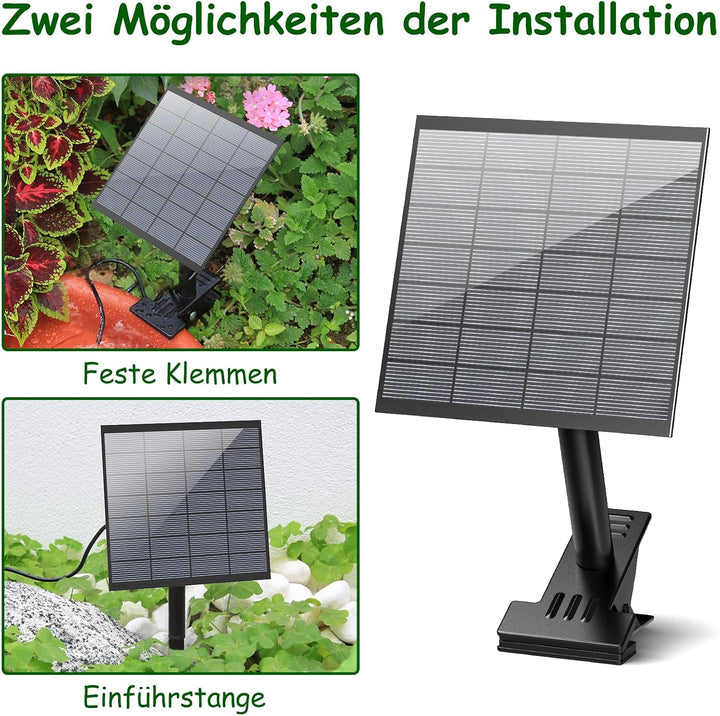 AISITIN Solarbrunnen für Draussen mit 6 Sprüh Effekten, Solar Springbrunnen für Aussen mit Clips,Sol