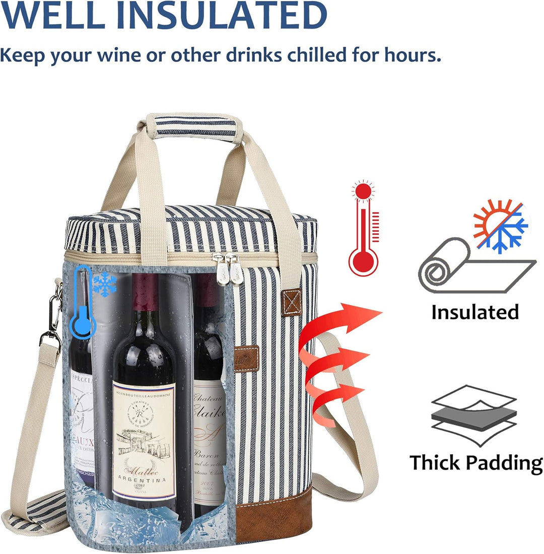 Kato Tirrinia Kühltasche Klein- Flaschenträger für Wein & Bier, gepolsterte weinkühltasche mit isoli