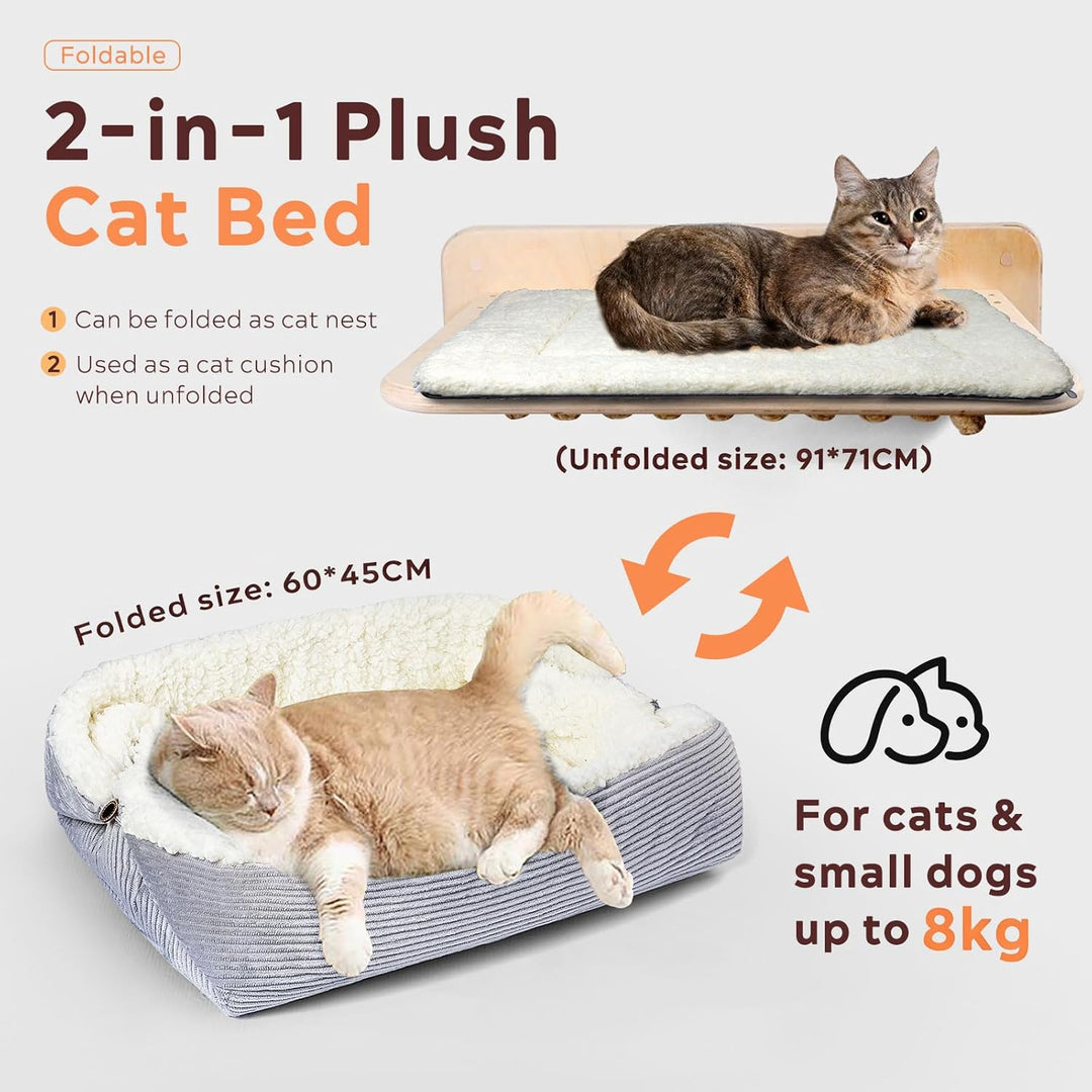MAIYADUO Weiches Katzenbett Waschbar 60x45 cm Plüsch Haustierbett für Kleine Hunde und Katzen - 2 in