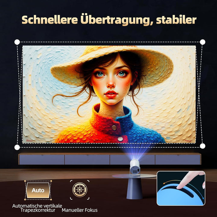 Neuer Mini Beamer 4K Unterstützt Android 11, Projektor Tragbarer FHD 1080P mit WLAN 6 BT 5.0, Beamer